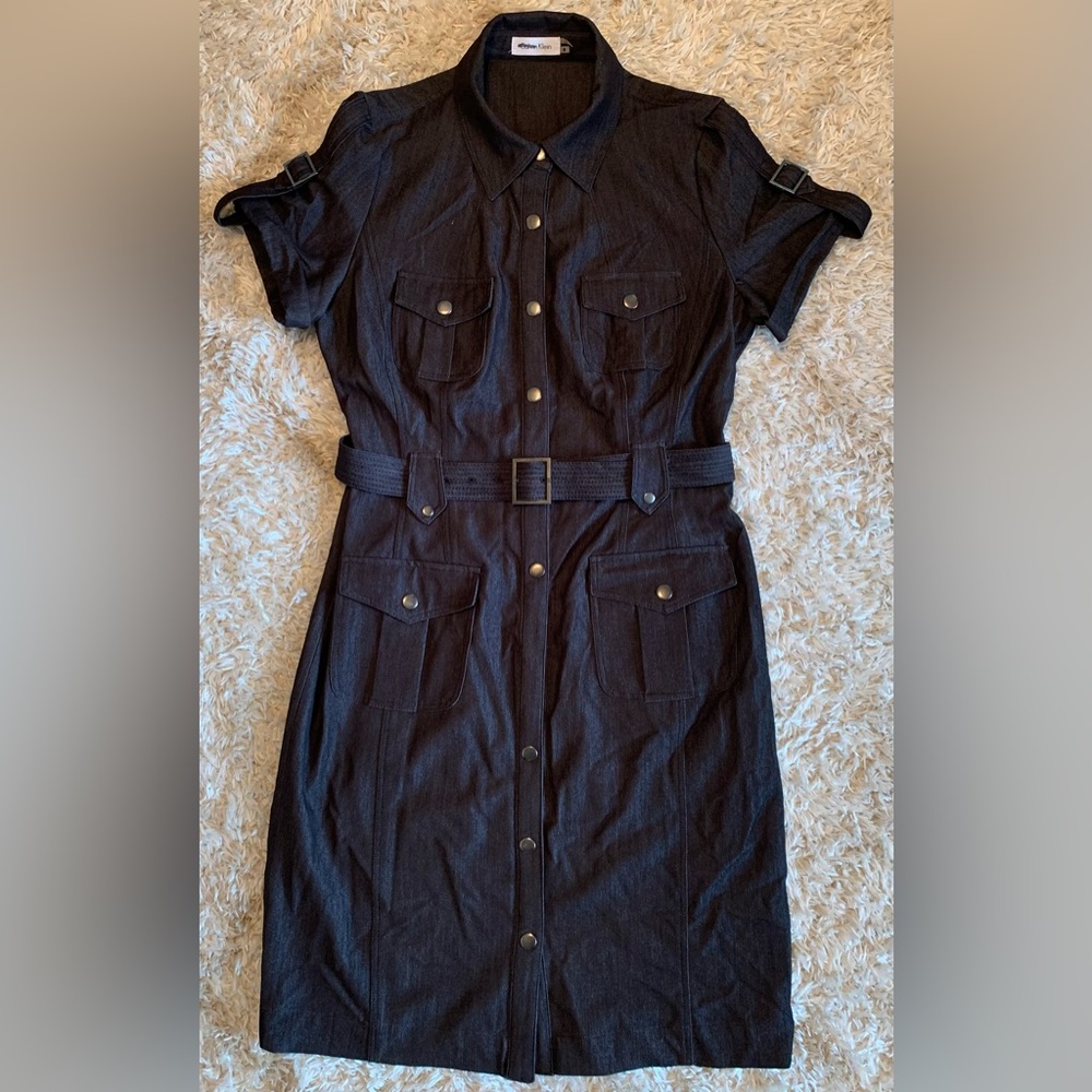 Calvin Klein Denim Belted Shirt Dress Size 8